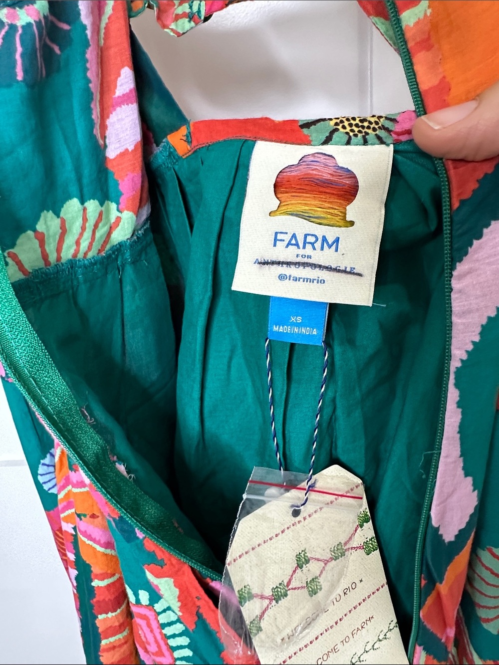 FARM Rio Teal Floral Print Maxi Dress with Pink & Orange - Picture 3 of 7